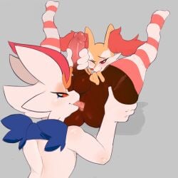 2022 2d anal anthro anthro_on_anthro anus ass balls big_butt big_penis blush braixen cinderace clothing duo erection eyebrows eyelashes femboy footwear fur genitals girly grey_background handjob hi_res humanoid_genitalia humanoid_penis leg_grab legs_up legwear lying male male/male narrowed_eyes nintendo nude on_back one_eye_closed oral pattern_clothing pattern_footwear pattern_legwear pattern_socks pattern_thigh_highs pattern_thigh_socks penile penis perineum pokémon_(species) pokemon pokemon_(species) rimming rusty_trombone sex shadow simple_background smile socks spread_legs spreading striped_clothing striped_footwear striped_legwear striped_socks striped_thigh_highs striped_thigh_socks stripes thick_thighs thigh_grab thigh_highs thigh_socks tongue tongue_out tuft video_games zeo_(artist)