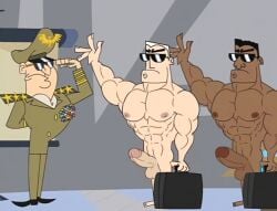 3boys balls cartoony dark-skinned_male dark_skin drawfag drawthread_request edit edited erection gay genitals johnny_test_(series) light-skinned_male light_skin male male_focus male_only military military_uniform mr._black mr._white penis retracted_foreskin screencap screenshot screenshot_edit suitcase sunglasses the_general uncut unknown_artist unknown_character yaoi