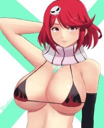 1girls big_breasts breasts nintendo pyra red_eyes red_hair short_hair simple_background tengen_toppa_gurren_lagann tiredtorto xenoblade_(series) xenoblade_chronicles_2 yoko_littner yoko_littner_(cosplay)