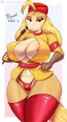 big_breasts breasts cuphead_(game) female nexcoyotlgt pilot_saluki_(cuphead) tagme thick_thighs wide_hips