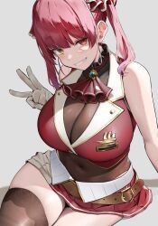 1girls 2022 big_breasts breasts cleavage clothed female female_only grin heterochromia hips hololive hololive_fantasy hololive_japan houshou_marine huge_breasts long_hair looking_at_viewer naughty_face oekakizuki red_eyes red_hair slim_waist smile suggestive_look thick_thighs thighs twintails virtual_youtuber wide_hips yellow_eyes