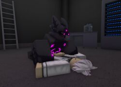 2boys 3d anal_sex anthro anthro_on_human furry gootraxian human_penis kaiju_paradise lab_coat nightcrawler_(kaiju_paradise) radant roblox roblox_avatar roblox_game robloxian scientist tagme