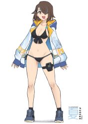 alice_gunlock bikini fav_faris hair_over_one_eye jacket leg_strap swimsuit