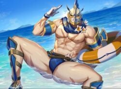 1boy 1male abs bara bara_tiddies bara_tits beach big_brother big_pecs blue_speedo blue_underwear blush blushing bodybuilder broad_shoulders bulge cygames daddy dilf eater gerard_(world_flipper) gloves helmet human human_only innertube legs_apart legs_open legs_spread light-skinned_male light_skin male male_focus male_only manly muscles muscular muscular_arms muscular_legs muscular_male muscular_thighs nipples ocean open_legs pecs pectorals saluting scar scar_on_chest scar_on_shoulder scar_on_stomach scar_on_thigh scars scars_all_over scars_on_thighs shiny_skin six_pack solo solo_focus solo_male speedo spread_legs swim_trunks swimming_trunks thick_legs thick_thighs uncle underwear wet_body wet_skin world_flipper zaddy zhū_gāncháng_jiā_dàn_(artist)