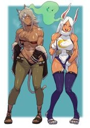 2girls abs animal_ears athletic_female big_breasts blush body_control breasts bunny bunny_ears bunny_girl cirenk crossover dark-skinned_female dark_skin female female_focus female_human fit_female ghislaine_dedoldia ghost grabbing_own_breast hero_outfit_(mha) human imminent_lesbian_sex imminent_sex kemonomimi knees_together_feet_apart leotard lingerie looking_at_another masturbation mature_female mind_control miruko multiple_girls muscular_female mushoku_tensei my_hero_academia pervert possession rabbit rabbit_ears rabbit_girl revealing_clothes rumi_usagiyama sandals smaller_female spirit superhero_costume superheroine thick_thighs thighhighs tongue_out wide_hips