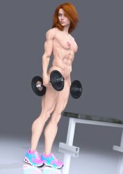 1girls 2019 3d abs breasts clickchix female female_only gradient_background light-skinned_female light_skin medium_breasts muscular muscular_female nude nude_female orange_hair original_character pale-skinned_female pale_skin reagan_(clickchix) red_hair slushe_(website) solo solo_female standing thin veiny