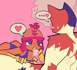 anthro blowjob feline fish fishstick fishstick_(character) fishstick_(fortnite) fortnite fortnite:_battle_royale gay kissing_penis male/male meowscles_(fortnite) steam veroideae