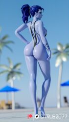 1girls 3d 3d_(artwork) ass barefoot bikini blender blender_(software) blizzard_entertainment breasts bubble_butt citrus2077 dat_ass feet female female_focus female_only micro_bikini onesie overwatch pinup_pose revealing_clothes sideboob sling_bikini solo summer swimsuit tagme voluptuous widowmaker