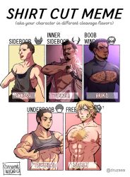 bara body_hair gay golden_kamuy hajime_tsukishima nikaidou_kouhei rikimatsu_ariko shirt_cut_meme tagme tokushirou_tsurumi vasily_(golden_kamuy)