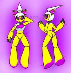 1girls bottomless dakimakura dakimakura_pose female_focus female_only geometry_dash robot robot_girl triangle_eyes trianna_(yellolight) yellolight