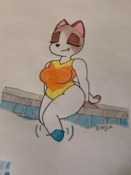 anthro anthro_only ass felid feline felis furry furry_only kiki's_vacation kiki_(kiki's_vacation) one-piece_swimsuit pool swimsuit thick_thighs thighs