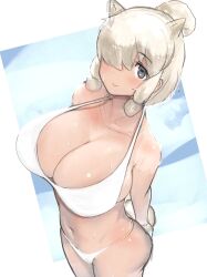 1girls 2022 alpaca_suri_(kemono_friends) big_breasts bikini breasts female female_only hair_over_one_eye kemono_friends latina looking_at_viewer peruvian_female shibori_kasu solo tail