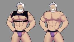 balls bara beard boner drayden erection facial_hair gay jockstrap male male_only muscles muscular nintendo npc_trainer penis penis_out pokemon solo solo_male white_hair