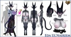 absurd_res big_breasts breasts character_sheet claws countershading demon eda_ul'naireem_(janner3d) eyewear female genitals glasses hi_res hooves horns huge_breasts humanoid jessica_anner lace librarian long_ears nude pussy skinny solo spade_tail tail taller_female