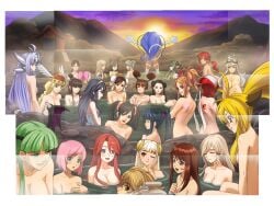 2015 2020 20girls 6+girls ace_attorney blush breasts capcom chun-li crossover darkstalkers erica_fontaine evening felicia felicia_(darkstalkers) female female_only fiora_(xenoblade) fire_emblem fire_emblem_awakening gemini_sunrise glasses hot_spring ingrid_(capcom) jill_valentine jill_valentine_(julia_voth) june_lin_milliam kos-mos large_breasts legend_of_valkyrie ling_xiaoyu lucina_(fire_emblem) medium_breasts morrigan_aensland mountain multiple_girls multiple_images natsu negresco nintendo project_x_zone resident_evil rock sakura_shinguji sakura_taisen sakura_wars sega small_breasts soul_calibur source_request space_channel_5 star_gladiator street_fighter succubus sunrise tekken tiki_(adult)_(fire_emblem) tiki_(fire_emblem) towel ulala water xenoblade_(series) xenoblade_chronicles xenosaga