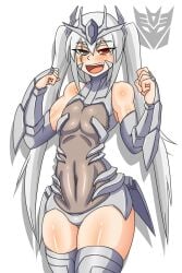 1girls 2014 decepticon dr.bug flat_chested gijinka grey_hair hasbro humanformers megatron red_eyes scar solo solo_female tagme thick_thighs transformers transformers_(bayverse) twintails