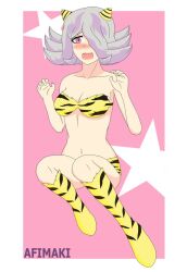 afimaki blush breasts cleavage cosplay danganronpa danganronpa_3 kimura_seiko lum lum_(cosplay) smooth_skin urusei_yatsura