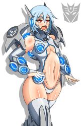 1girls 2014 blue_hair decepticon dr.bug flat_chest gijinka hasbro humanformers mercedes-benz red_eyes solo solo_female soundwave tagme thick_thighs transformers transformers_(bayverse)