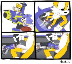 anthro balls canid canine casual duo eulipotyphlan exposed_torso footwear foreskin fox fucking_machine genitals handwear hedgehog hi_res humanoid machine male male_only mammal mecha penetrable_sex_toy penis sega sex_machine sex_toy sonic_(series) sonic_the_hedgehog sonic_the_hedgehog_(series) stealth_masturbation stealth_sex_toy sunhuiz tails