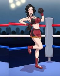 1girls artist_name asami_sato athletic athletic_female avatar_the_last_airbender black_boxing_gloves black_gloves blonde_hair blush boxer boxing boxing_gloves boxing_ring cleavage clothing commission erect_nipples erect_nipples_under_clothes eyebrows eyelashes eyes female female_focus fighter fit fit_female fully_clothed gabocaricaturas gloves hair hips human large_breasts legs light-skinned_female light_skin lips nickelodeon shoes smooth_skin the_legend_of_korra thick_legs thick_thighs thighs toned toned_female voluptuous watermark wide_hips