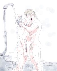 2boys gay golden_kamuy male_only multiple_boys muscular ogata_hyakunosuke pubic_hair shared_bathing shower tagme vasily_(golden_kamuy) washing_another yaoi