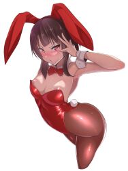 1girls areolae armwear blush breasts brown_hair bunny_ears bunny_tail bunnysuit curvy female female_only hair hips kono_subarashii_sekai_ni_shukufuku_wo! leggings megumin men_teru necktie neckwear nipples outfit red_eyes small_breasts solo solo_female thick_thighs thighs wide_hips