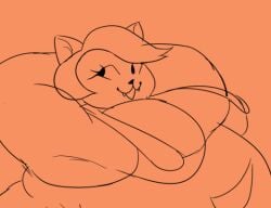 1girls arms_behind_back bbw big_breasts breasts cat_ears catgirl catty_(undertale) chubby chubby_anthro chubby_female dirtydaisyduke felid feline felis large_breasts larger_female looking_at_viewer mouth_agape open_mouth orange_background overweight overweight_female sketch undertale undertale_(series) unfinished video_games