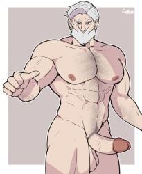 balls bara beard big_balls big_penis boner drayden erection erickbsan facial_hair gay hairy male male_only muscles muscular nintendo npc_trainer penis pokemon solo solo_male white_hair