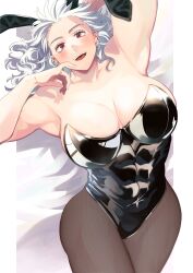 1girls abs abs_visible_through_clothing armpits arms_up big_breasts big_woman blush blushing breasts buff buff_female bunny_costume bunny_ears bunnysuit curves curvy curvy_hips dorohedoro female_only hips huge_breasts large_breasts muscle muscular muscular_arms muscular_female noi_(dorohedoro) red_eyes silver_hair solo solo_female thick thick_thighs thighs toned toned_female white_hair yooou_to