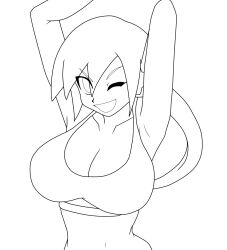 aile armpits black_and_white cleavage mega_man mega_man_zx_advent tagme topwear upper_body vent-zx