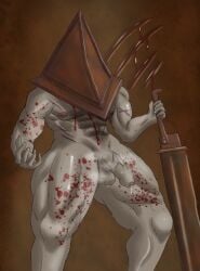 abs bara big_pecs big_penis blood male_only muscular_male muscular_thighs musk nefarious.cum nude_male precum pyramid_head silent_hill sweat sword