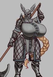 1girls armor big_breasts blonde_female blonde_hair breasts_bigger_than_head female female_focus female_only gigantic_breasts huge_breasts long_hair nordic shinyglute solo_female solo_focus taller_girl unseen_female_face venus_body wide_hips