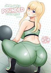 1girls 2022 99illust ass big_ass blonde_female blonde_hair blue_eyes cover doujin_cover english_text eye_contact female female_focus female_only genshin_impact huge_ass huge_butt jean_gunnhildr leggings long_hair looking_at_viewer looking_back smile solo_female solo_focus text thick_thighs tight_clothing tight_pants workout_clothes workout_clothing yoga_pants