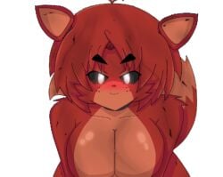 animated black_eyes breast_focus breasts five_nights_at_freddy's five_nights_in_anime foxy_(fnaf) foxy_(fnia) mairusu-paua pov red_body red_fur sc-136 smile smiling smiling_at_viewer transparent_background