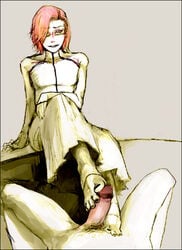 arrancar barefoot bleach clothed_male_nude_male clothed_on_nude cmnm espada feet femboy feminine_male footjob gay male penis szayelaporro_granz toenail_polish yaoi