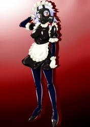 dress gas_mask highres latex latex_dress maid maid_headdress sakuya_izayoi tamakko touhou