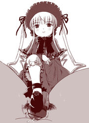 bar_censor censored feet femdom footjob monochrome penis pov rozen_maiden shinku shoejob shoes solo standing standing_footjob