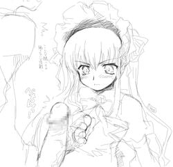 monochrome penis penis_flicking rozen_maiden shinku solo