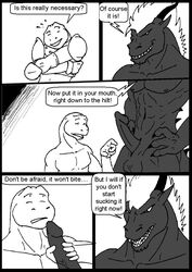 anthro balls comic cuntboy deacon_chaos dialogue dragon dragon_slayer furry furry_only intersex lizard max-dragon no_humans penis scalie xianos