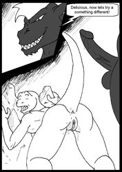 anthro anus balls comic cuntboy deacon_chaos dialogue dragon dragon_slayer furry furry_only intersex lizard max-dragon no_humans nude penis pussy scalie spreading xianos