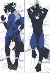 anus ass blue_panda chains color dakimakura erection flat_colors fur furry heterochromia hindpaw loui male male_only nude penis shackles solo tail zero_(loui)