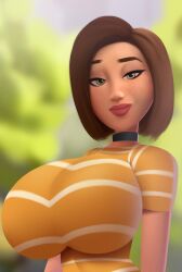 bee_movie big_breasts big_lips bimbo breasts choker dreamworks eyeliner female female_only huge_breasts lipstick looking_at_viewer postblue98 striped_shirt tagme vanessa_bloome