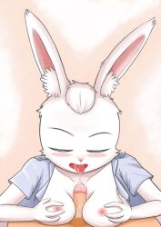 1boy 1boy1girl 1girls babybus bigmi_nono blush bodily_fluids breast_play breasts closed_eyes clothing drooling female fur genitals hair hand_on_breast hi_res humanoid lagomorph leporid male male/female mammal monkey_sheriff_(babybus) nipples nude open_mouth paizuri penis rabbit rabbit_sheriff_(monkey_sheriff) saliva saliva_on_penis sex shirt titfuck titjob tongue tongue_out topwear unseen_male_face white_body white_fur white_hair