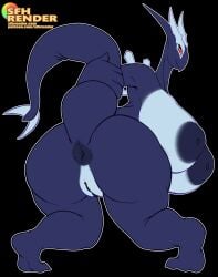 absurd_res anthro anus areola ass bedroom_eyes big_areola big_breasts big_butt breasts female genitals hi_res huge_areola huge_breasts huge_butt hyper hyper_areola hyper_breasts hyper_nipples legendary_pokémon looking_at_viewer looking_back looking_back_at_viewer lugia narrowed_eyes nintendo nipples nude pokémorph pokemon pokemon_(species) pussy raised_tail red_eyes red_sclera sadflowerhappy seductive shadow_lugia shadow_pokémon simple_background smile smiling_at_viewer solo video_games