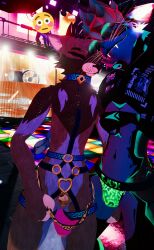 3d animal_genitalia animal_genitals animal_penis arrin balls canid canine canine_genitalia canine_genitals canine_penis censored chastity_cage clothing collar dance_floor duo_focus ejox fur furry furry_only gay glasses grin grinning_at_viewer harness jockstrap leash male penis rexouium sheath smile smiling smiling_at_viewer smirk smirking smirking_at_viewer vr_media vrchat yaoi