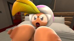 1futa 3d 3d_(artwork) bed bedroom big_breasts black_eyes blonde_hair breasts cum cum_in_ass cum_inside ejaculation futa_focus futa_on_male futanari glasses humanoid jolene_(paper_mario) light-skinned_futanari light_skin lips lipstick mario_(series) mushroom mushroom_humanoid naked nintendo nipples no_nose nude open_mouth paper_mario red_lipstick rolling_eyes self_upload solo_focus source_filmmaker whoram