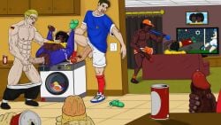 anal anal_penetration anal_sex beer beer_bottle cheating cheating_wife color colored cuckold cum cum_in_ass cum_in_pussy cum_inside cum_on_breasts flag football football_jersey football_uniform gang_bang group group_sex huge_cock interracial kitchen match monster_on_female netorare ntr soccer soccer_ball soccer_uniform sofa tagme talentlesstoonssdm tv_screen wife_sharing
