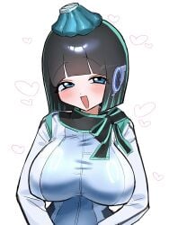 android android_girl assistant big_breasts black_hair blue_eyes blush breasts clothing heart heart_symbol is_(kamen_rider_zero-one) kamen_rider kamen_rider_zero-one_(series) tagme tagme_(artist) tokusatsu