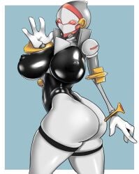 android ass big_ass big_breasts big_nipples big_thighs black_clothes black_clothing heart-shaped_pupils looking_at_viewer lusty_(shark-py) nipples oc original_character robot robot_girl robot_humanoid shark-py synthetic thick_thighs thighs tight_clothing white_body