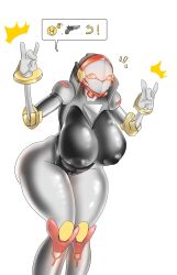 android ass big_ass big_breasts big_nipples big_thighs black_clothes black_clothing heart-shaped_pupils lusty_(shark-py) nipples oc okay_sign original_character robot robot_girl robot_humanoid shark-py synthetic thick_thighs thighs tight_clothing white_body